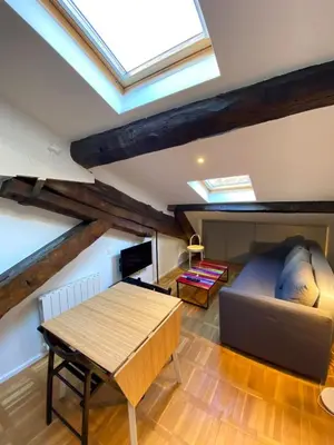 Coin salon dans l'établissement Lovely studio in the 9th arrondissement near the quays