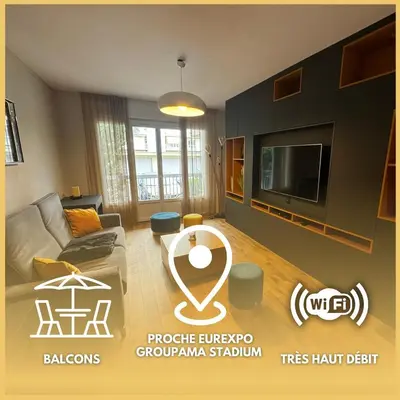 Télévision ou salle de divertissement dans l'établissement Appartement Spacieux à Bron - 30' Groupama Stadium