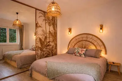 Un ou plusieurs lits dans un hébergement de l'établissement - Chalet Cosy - Pleine nature