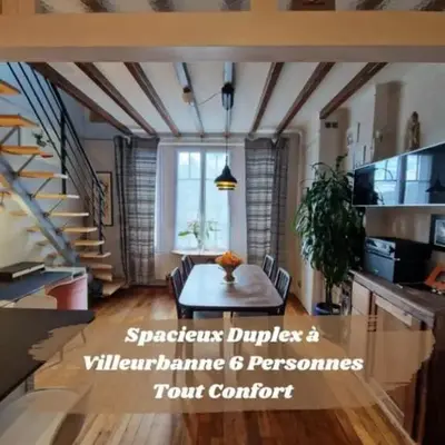 Spacieux Duplex à Villeurbanne 6 Pers Tout Comfort