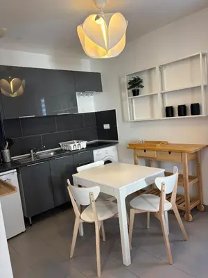 Cuisine ou kitchenette dans l'établissement Charmant studio St Priest Proche Université Lyon2