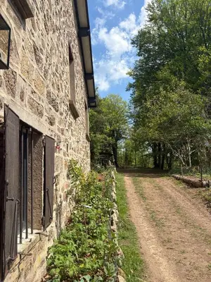 Jardin de l'établissement Le refuge d'Yzeron, gite autonome en pleine forêt pour 8 personnes