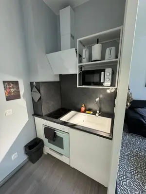 Cuisine ou kitchenette dans l'établissement Appartement dans le Beaujolais