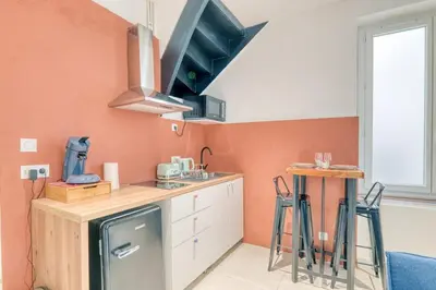 Cuisine ou kitchenette dans l'établissement L'élégance Urbaine - Villeurbanne - Proximité Lyon