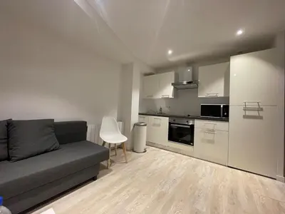 Cuisine ou kitchenette dans l'établissement Un charmant appartement bien équipé