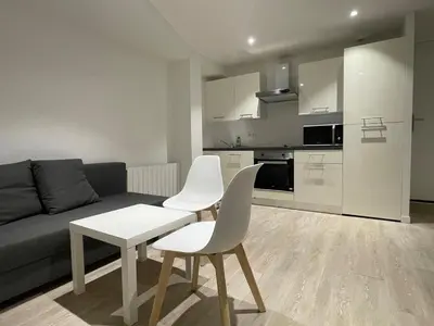 Cuisine ou kitchenette dans l'établissement Un charmant appartement bien équipé