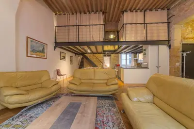 Coin salon dans l'établissement Magnifique appartement - Place Bellecour