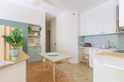 Cuisine ou kitchenette dans l'établissement Studio cosy et pratique, proche métro, par de la tête d'or