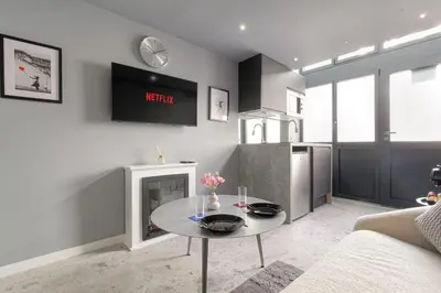 Télévision ou salle de divertissement dans l'établissement Cosy et Charmant duplex Brotteaux - Masséna