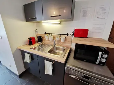 Cuisine ou kitchenette dans l'établissement Grand duplex 5 pers au cœur de Lyon Opéra & métro