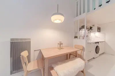 Cuisine ou kitchenette dans l'établissement Atypical apartment with mezzanines Lyon 3 near Saxe-Gambetta