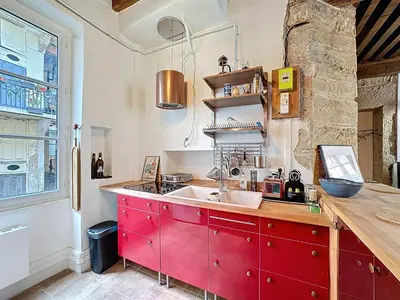 Cuisine ou kitchenette dans l'établissement Le Cocon Canut - Lyon Hypercentre