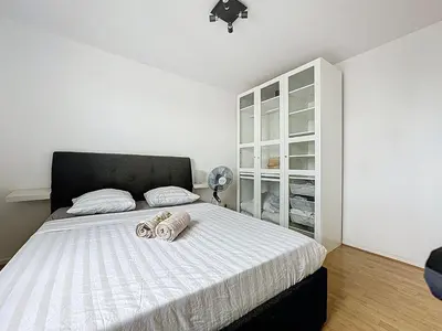 Un ou plusieurs lits dans un hébergement de l'établissement Grand T3, balcon et garage - Venissieux Lyon Sud