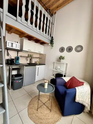 Cuisine ou kitchenette dans l'établissement Urban'Mezza Spot - Lyon Valmy - Wi-Fi & Metro
