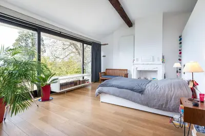 Un ou plusieurs lits dans un hébergement de l'établissement Le Cerf - House with view and swimming pool