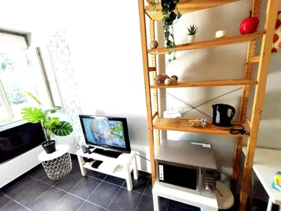 Télévision ou salle de divertissement dans l'établissement Le Rayane