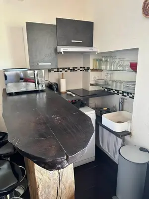 Cuisine ou kitchenette dans l'établissement Grange du Lac Clair