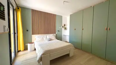 Un ou plusieurs lits dans un hébergement de l'établissement Villa contemporaine avec piscine - Céleste