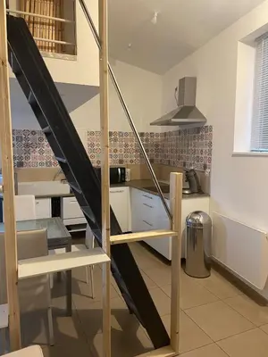 Cuisine ou kitchenette dans l'établissement Les Violettes dans la Loire