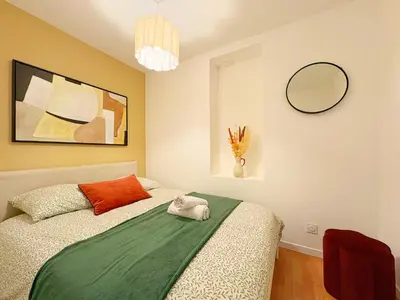 Un ou plusieurs lits dans un hébergement de l'établissement Songoria - Appartement 4 personnes - check in h24 & wifi