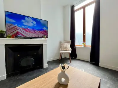 Télévision ou salle de divertissement dans l'établissement Superbe T3 à 15 min de Lyon