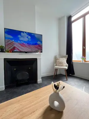 Télévision ou salle de divertissement dans l'établissement Superbe T3 à 15 min de Lyon