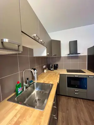 Cuisine ou kitchenette dans l'établissement T2 Central Le Viennois - Gare de Vienne - 25 min de Lyon