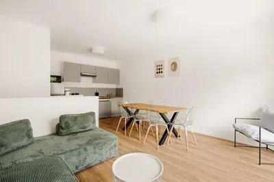 Cuisine ou kitchenette dans l'établissement La Loge du Stade