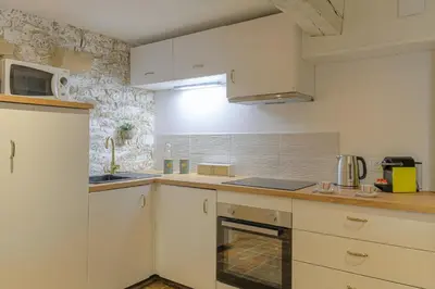 Cuisine ou kitchenette dans l'établissement L'Arche Dorée