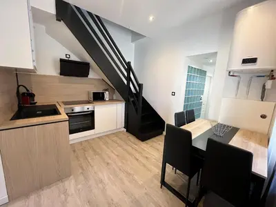 Cuisine ou kitchenette dans l'établissement Duplex avec terrasse à 15 min de Lyon