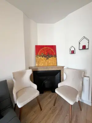Coin salon dans l'établissement Duplex avec terrasse à 15 min de Lyon
