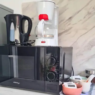Cuisine ou kitchenette dans l'établissement L'Oasis Fleurie