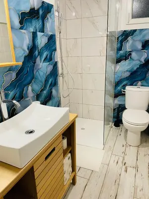 Salle de bains dans l'établissement Appartement fonctionnel