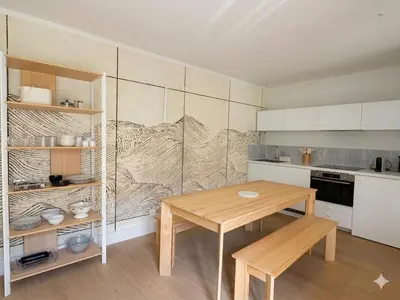 Cuisine ou kitchenette dans l'établissement Appartment with terrace and Jacuzzi Pyramid view