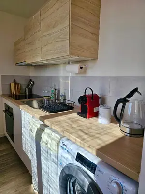 Cuisine ou kitchenette dans l'établissement Le Friendly avec Parking - 6 pers - 15 min de Lyon - Balcon