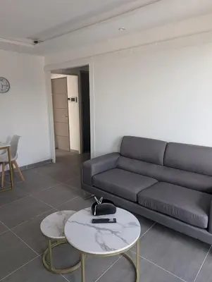 Coin salon dans l'établissement Appartement joli proche de Lyon