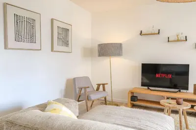 Télévision ou salle de divertissement dans l'établissement Chaleureux et Charmant proche Tête d'Or