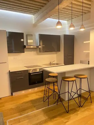 Cuisine ou kitchenette dans l'établissement Le cosy pierre scize