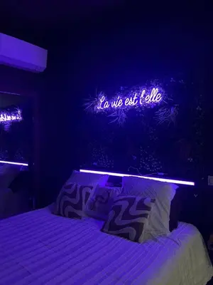Un ou plusieurs lits dans un hébergement de l'établissement Appartement Romantique Exceptionnel