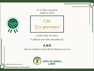 Certificat, récompense, panneau ou autre document affiché dans l'établissement Gîte spacieux moderne avec wifi et terrasse - FR-1-496-370
