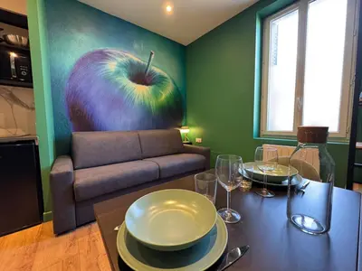 Coin salon dans l'établissement Apple suite - studio Lyon