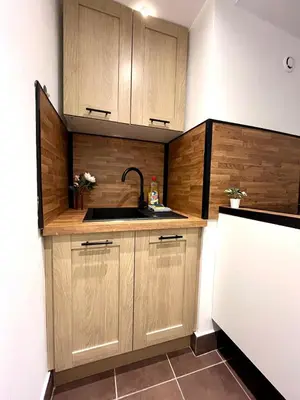 Cuisine ou kitchenette dans l'établissement T3 urbain à 15 min de Lyon