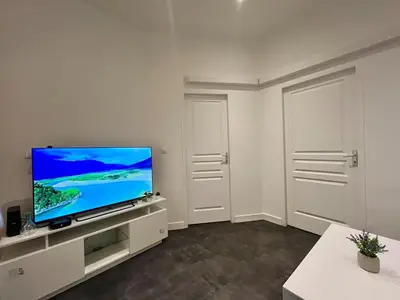 Télévision ou salle de divertissement dans l'établissement T3 urbain à 15 min de Lyon