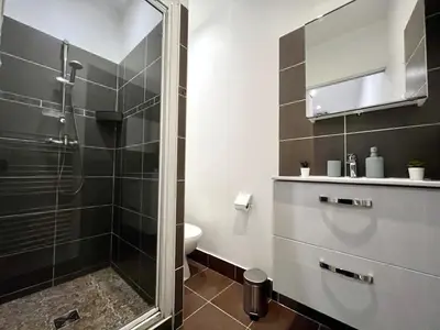 Salle de bains dans l'établissement T3 urbain à 15 min de Lyon