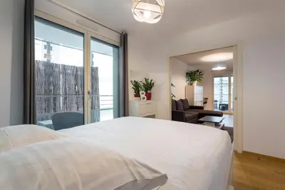 Un ou plusieurs lits dans un hébergement de l'établissement Hamac Suites - Le confluence terrasse -4pers