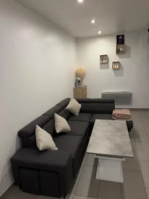 Coin salon dans l'établissement Appartement chaleureux, proche gare et monuments