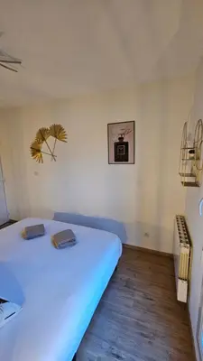 Un ou plusieurs lits dans un hébergement de l'établissement Appartement proche Stade de Lyon, LDLC Arena, eurexpo, aéroport Saint exupéry