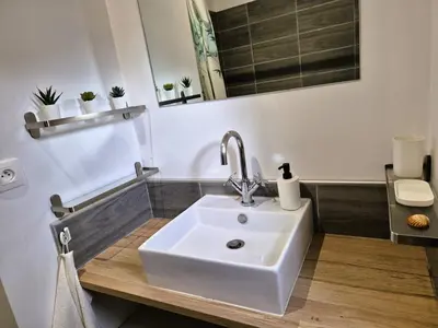 Salle de bains dans l'établissement Séjour nature et cosy à 2 pas du Lac des Sapins