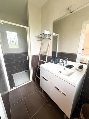 Salle de bains dans l'établissement Gite Matisse