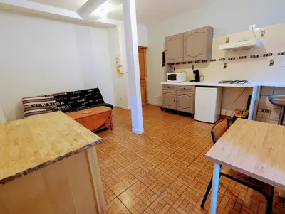 Cuisine ou kitchenette dans l'établissement Studio with parking near metro D Vaise station